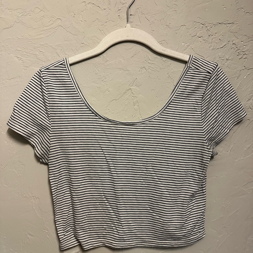 American Eagle Striped Cropped Tee - small